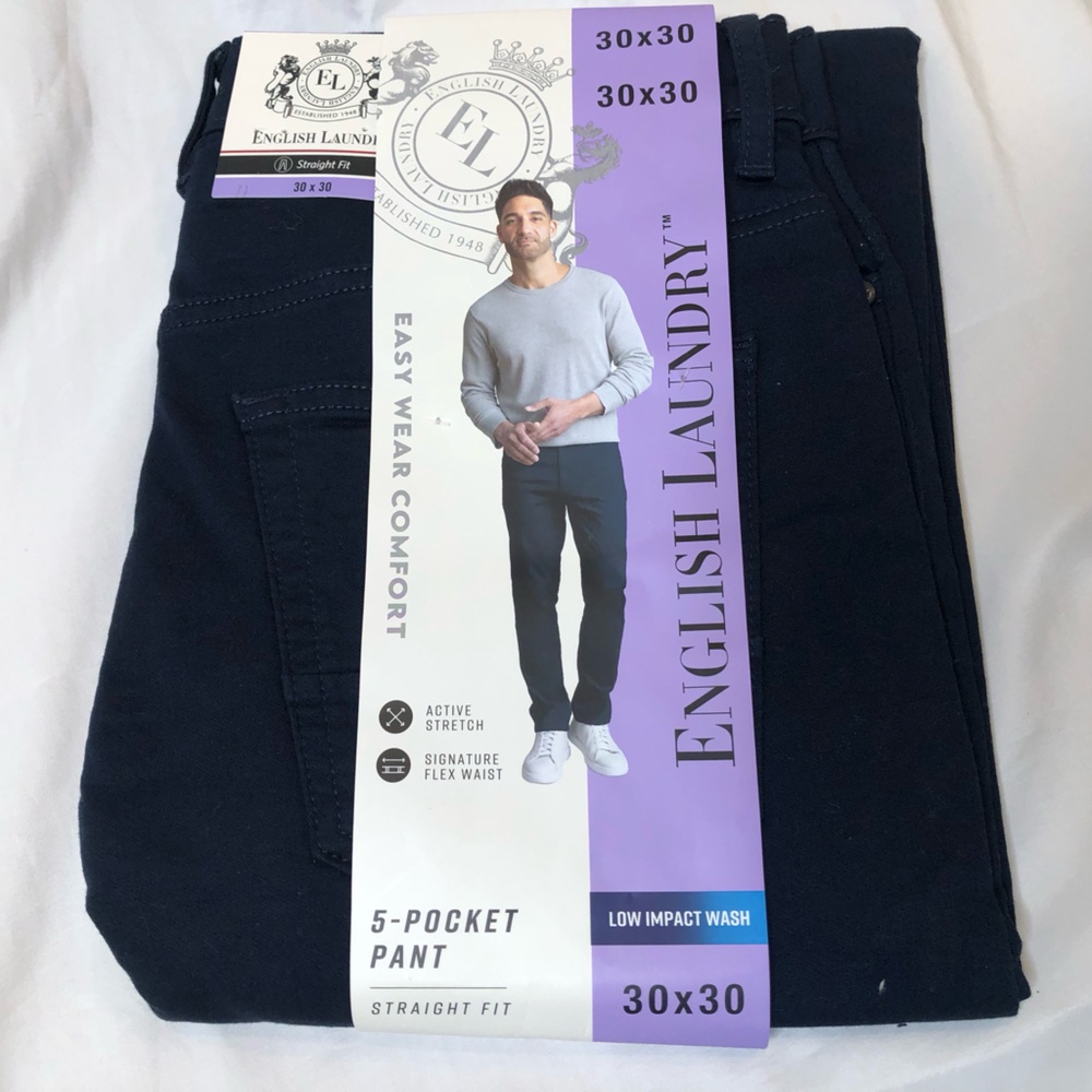 English Laundry Blue Men’s 5 Pocket Straight Fit Pant—30x30